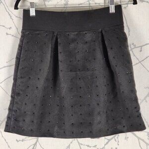 Club Monaco Black Rhinestone Bling Pleated A-Line Mini Skirt